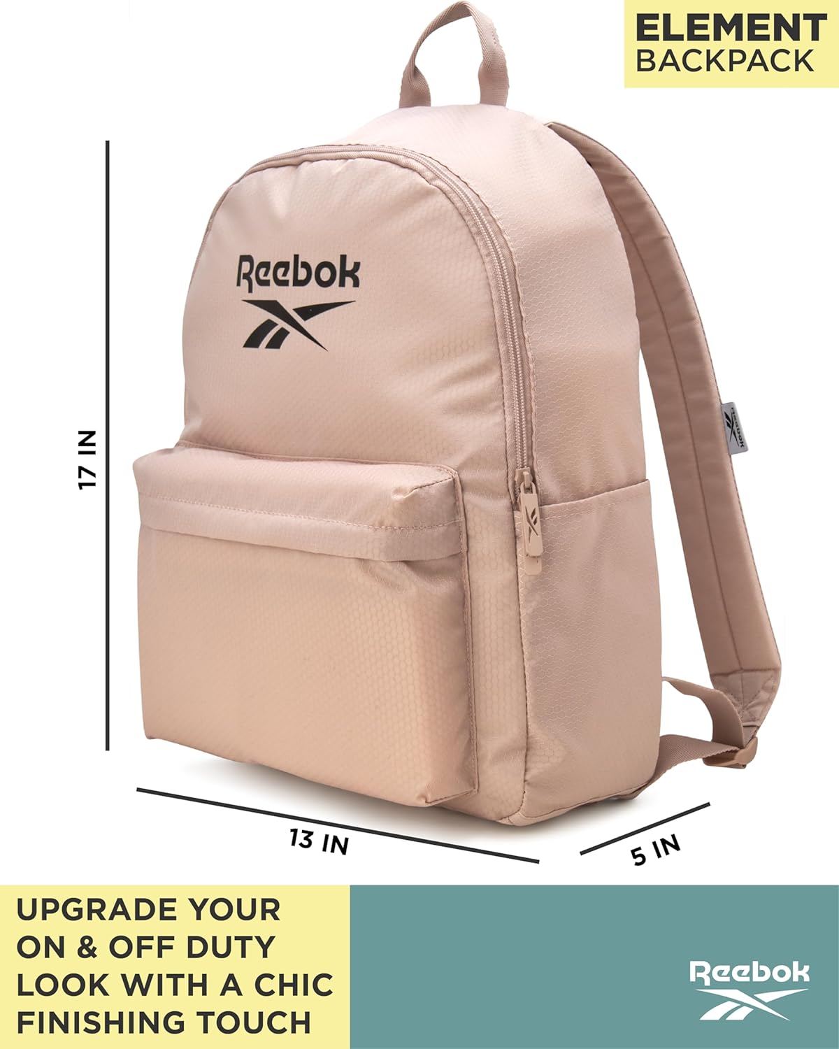 Reebok Element Backpack - Multipurpose Lightweight Carry On Everyday Bag for School Gym and Travel Backpack for Men & Women, Element Khaki - Image 3