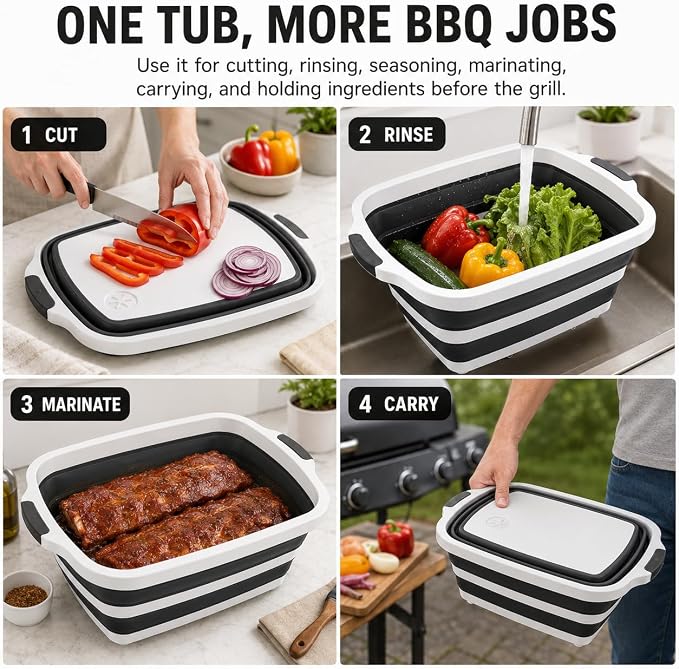 Tina plegable para BBQ 30 L negra extra grande miniatura 7