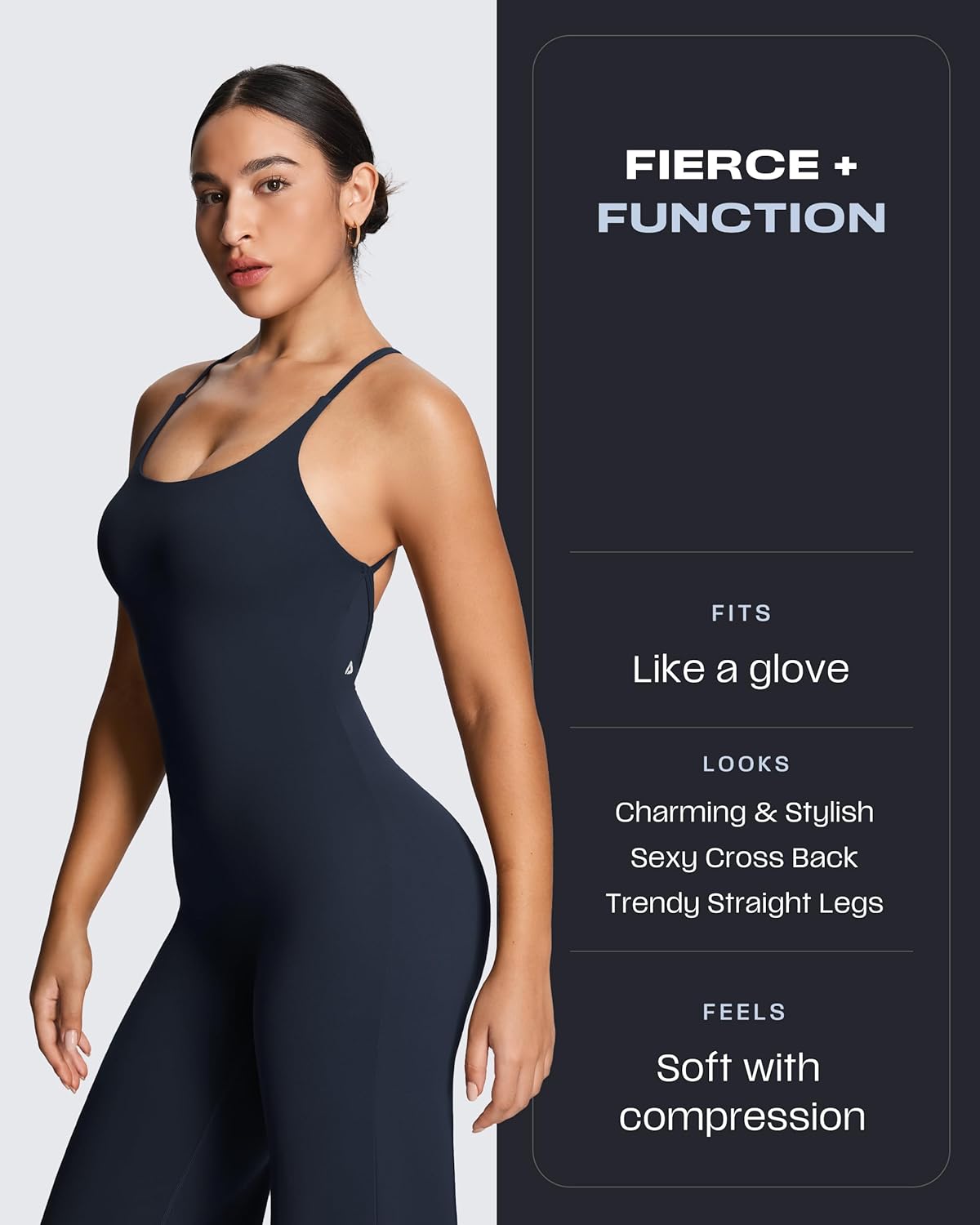 Aoxjox Workout Athlenza Jumpsuit for Women Straight Leg Cross Back One Piece Lumastretch™ Gym Yoga Sports Bras Jumpsuits - Image 2