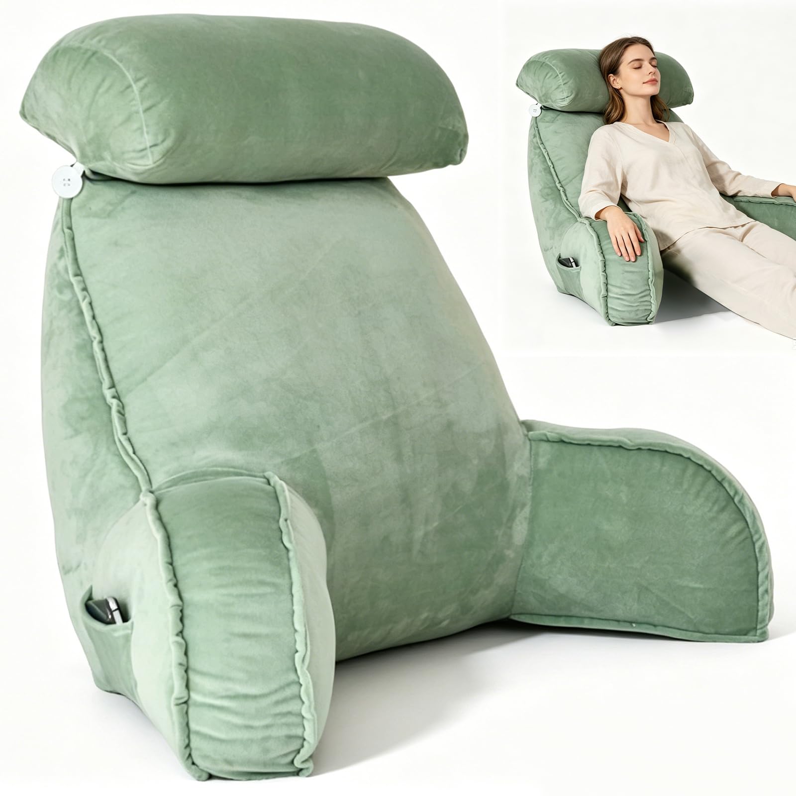 Cuscino per la schiena, cuscino da lettura extra grande con custodia rimovibile, cuscino ergonomico per letto/divano, adatto per guardare la TV, leggere e giocare con i telefoni cellulari a letto