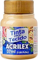 Tinta Para Tecido Metálica, Acrilex, Ouro, 37 ml