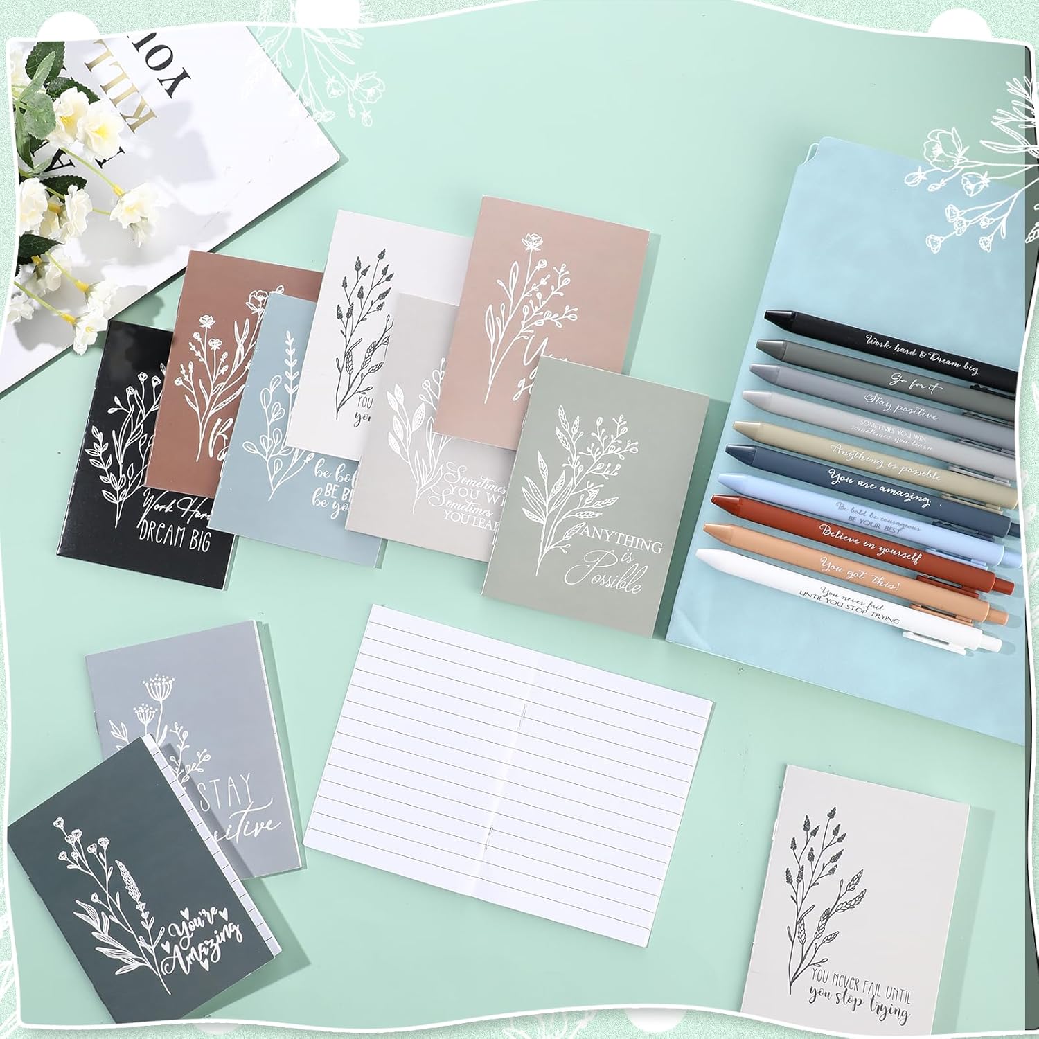 40 Pcs Inspirational Notebooks with Pen Bulk Motivational Mini Notepads International Women's Day Gifts Bulk for Employee Coworker Office Staff Teacher Nurse Social Worker (Neutral Colors) - Image 4