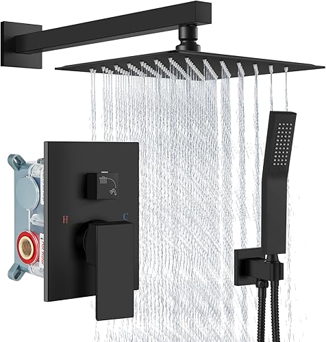 Miniatura 28 de Aolemi Juego de Grifo de Ducha Sistema de Ducha de Lluvia con Aspersor de Mano Juego de Ducha de Baño Válvula de Instalación y Kit de Molduras