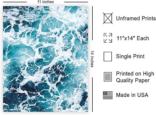 Miniatura 2 de Poster Master Póster fotográfico  Impresión náutica retro  olas del océano, playa, agua, espuma de mar, minimalista, arte de pared sin marco de 11 x