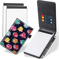 Vista 21 de Juego de 4 mini bloc de notas de bolsillo, diseño de pez Koi japonés de piel sintética, soporte para notas con 2 ranuras para tarjetas, 1 lápiz