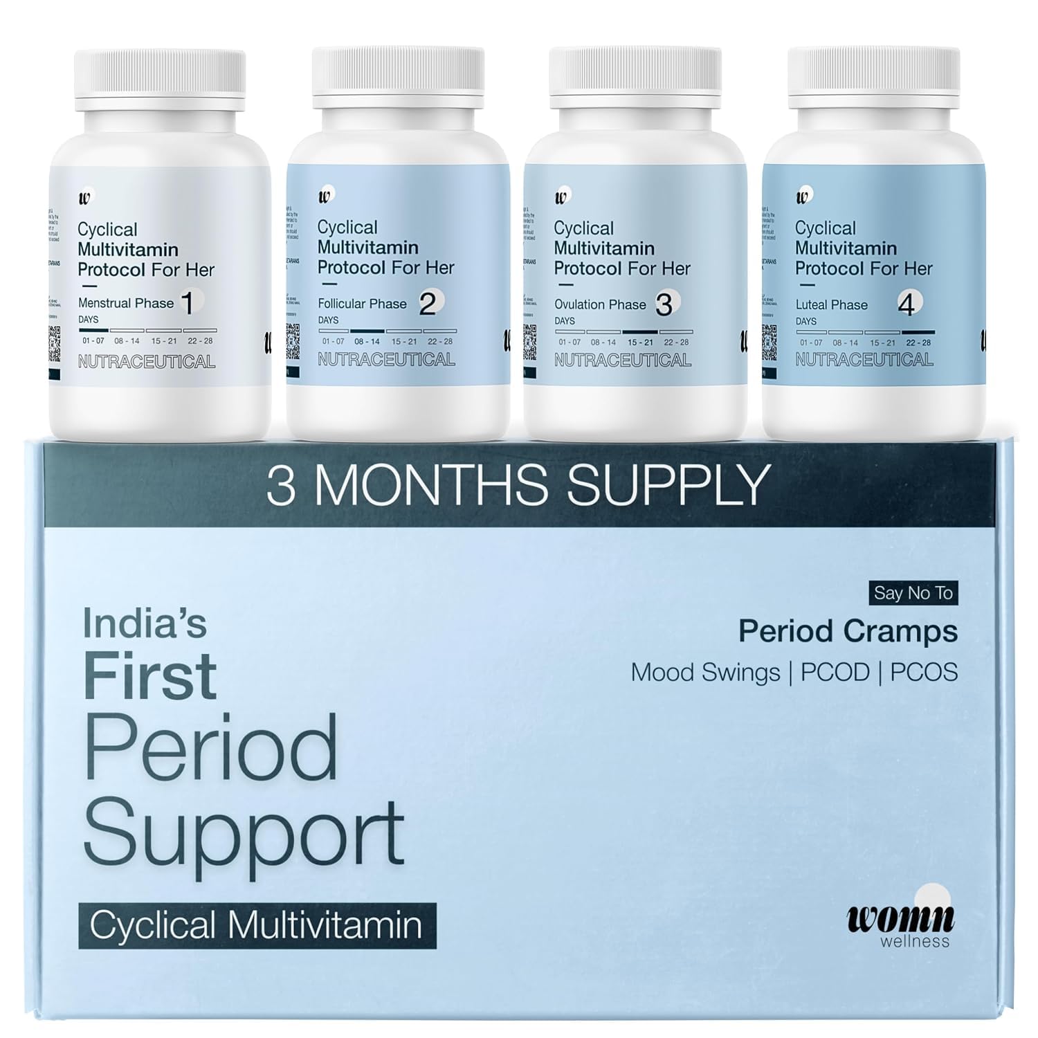 WOMN Cyclical Multivitamin for Women, Period Relief & PMS Support, Supports Hormonal Balance, Cramps Comfort, Mood, Energy & Bloating, Iron, Magnesium, CoQ10 & 63+ Nutrients, 3 Months Supply - 84 Tablets-image-29