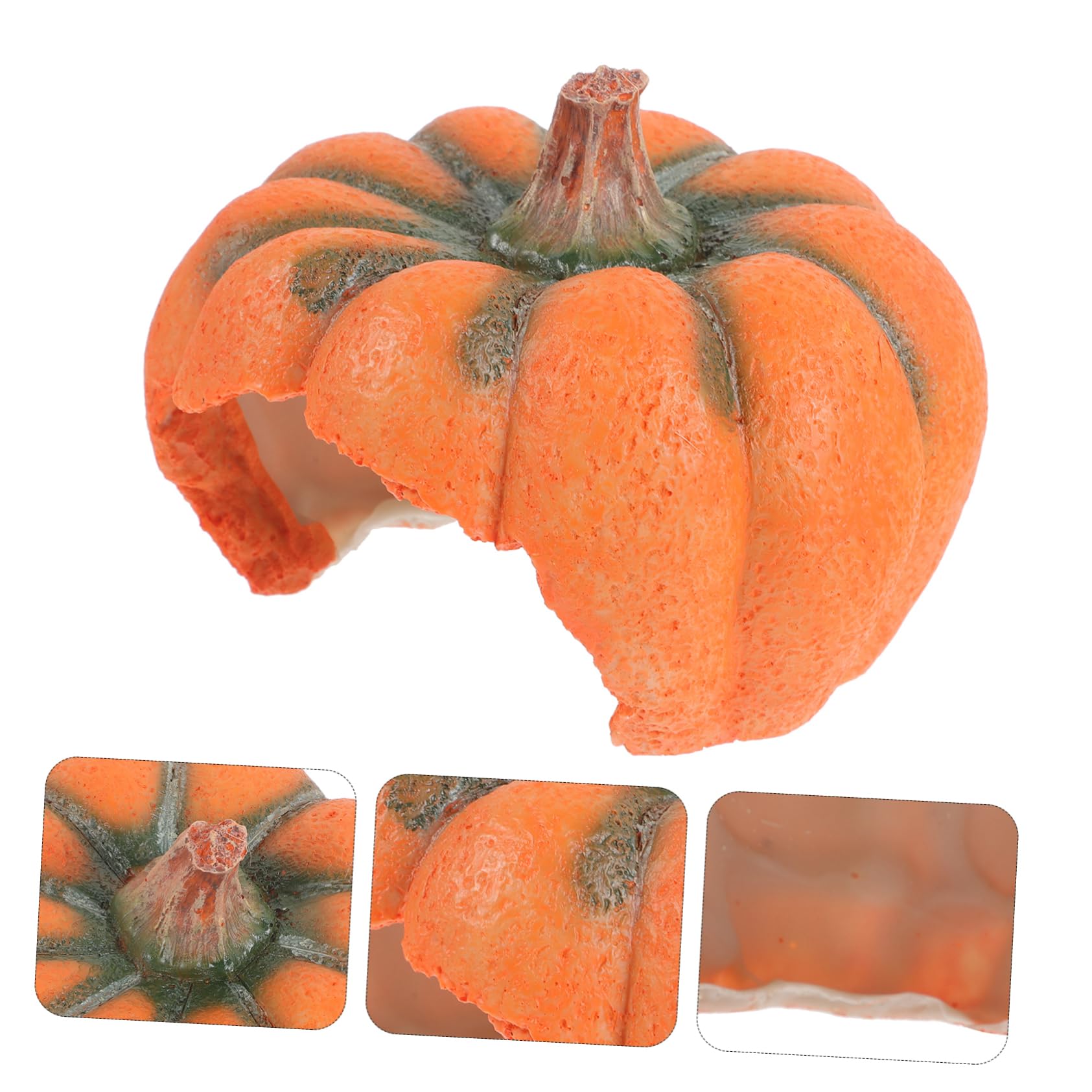 Ciieeo 4 Piezas Casa De Escondite De Calabaza Cueva Decorativa del Acuario Dibujos Animados Piel De Pescado Cueva De Peces En Forma De Calabaza Largo Adornos Resina