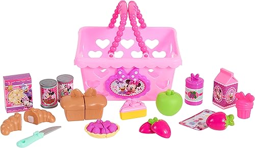 Miniatura 3 de Just Play - Juego de cesta de la compra de Minnie Bow-Tique Bowtastic de Disney Junior con comida y accesorios, juego de simulación, juguetes para