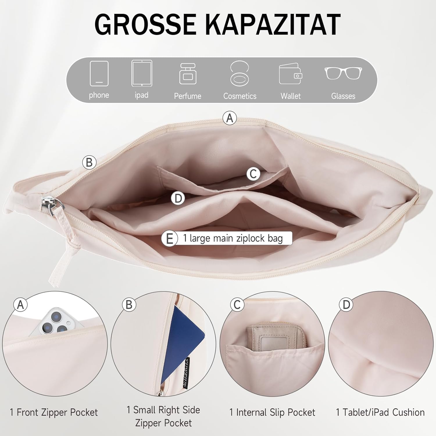 Polyester Crescent Casual Crossbody Bag for Women, Shoulder Tote Handbag Sling Dumpling Purse Bag for Outdoor Travel - Image 3