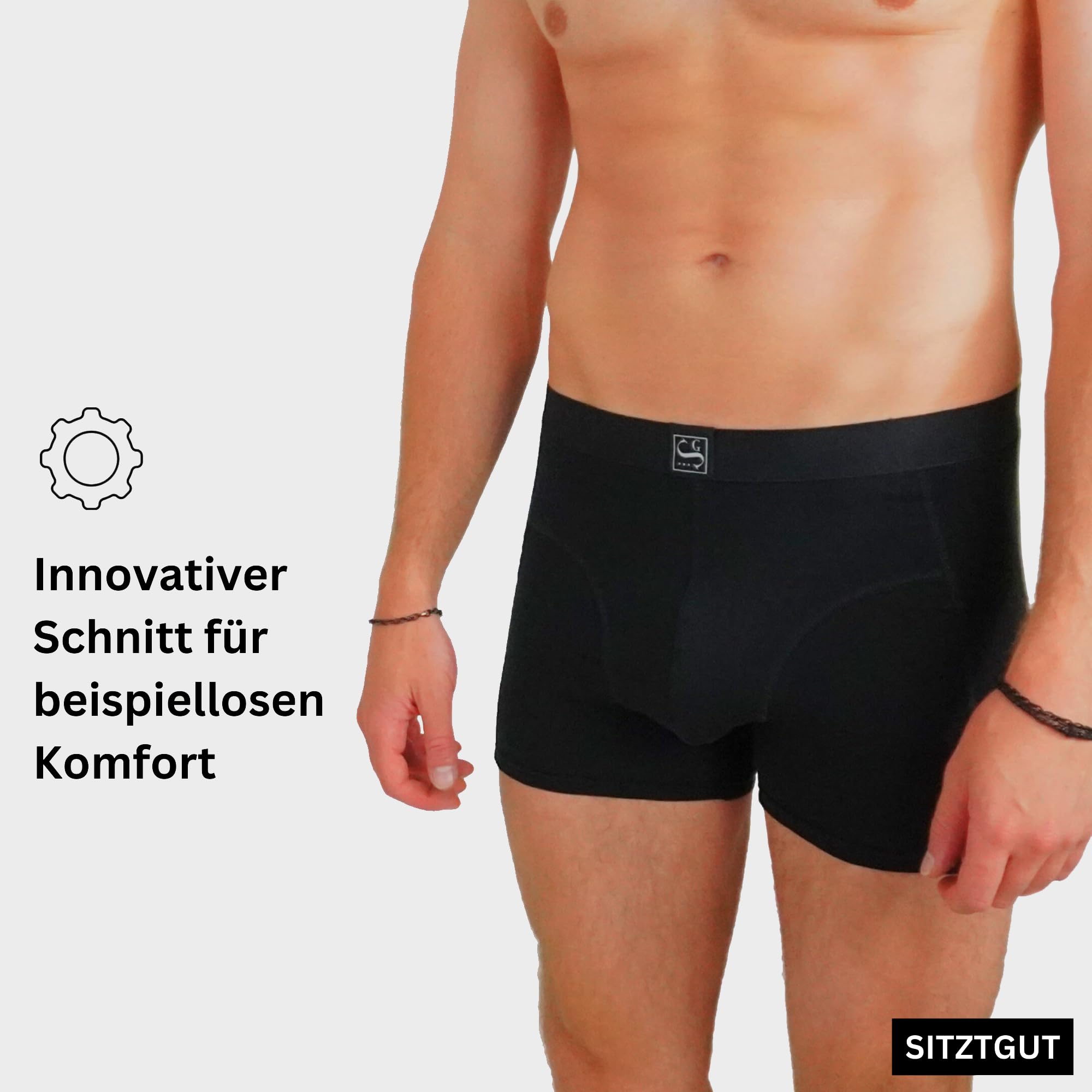 SITZTGUT Boxershorts Herren aus Baumwolle - Trocknergeeignet, Kratzfrei ohne Etikett, Bequeme Passform
