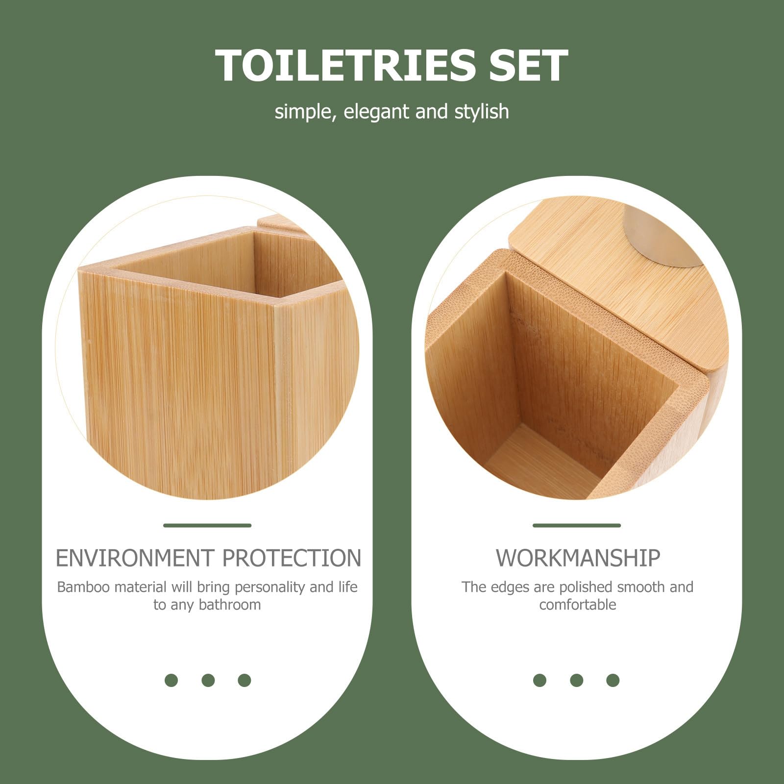 Set Bagno Accessori Bamboo 4 Pezzi in Ceramica e Legno di Bambù Design Elegante, Facile da Pulire e Protezione per Superfici di Lavaggio