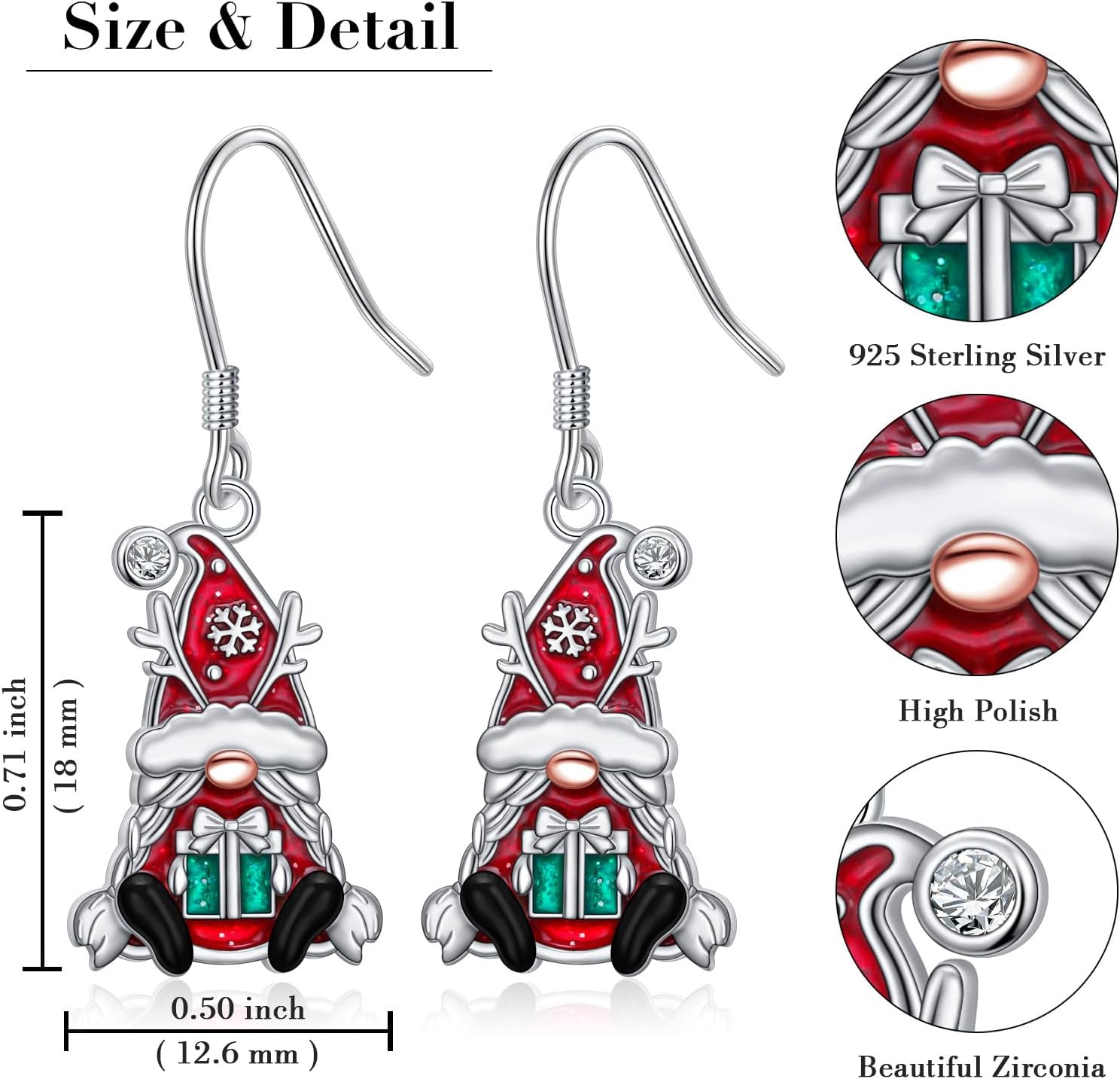 Christmas Earrings for Women 925 Sterling Silver Christmas Tree/Snowman Dangle Drop Earrings Colorful Xmas Festival Holiday Jewellery Christmas Gifts for Women - Image 4