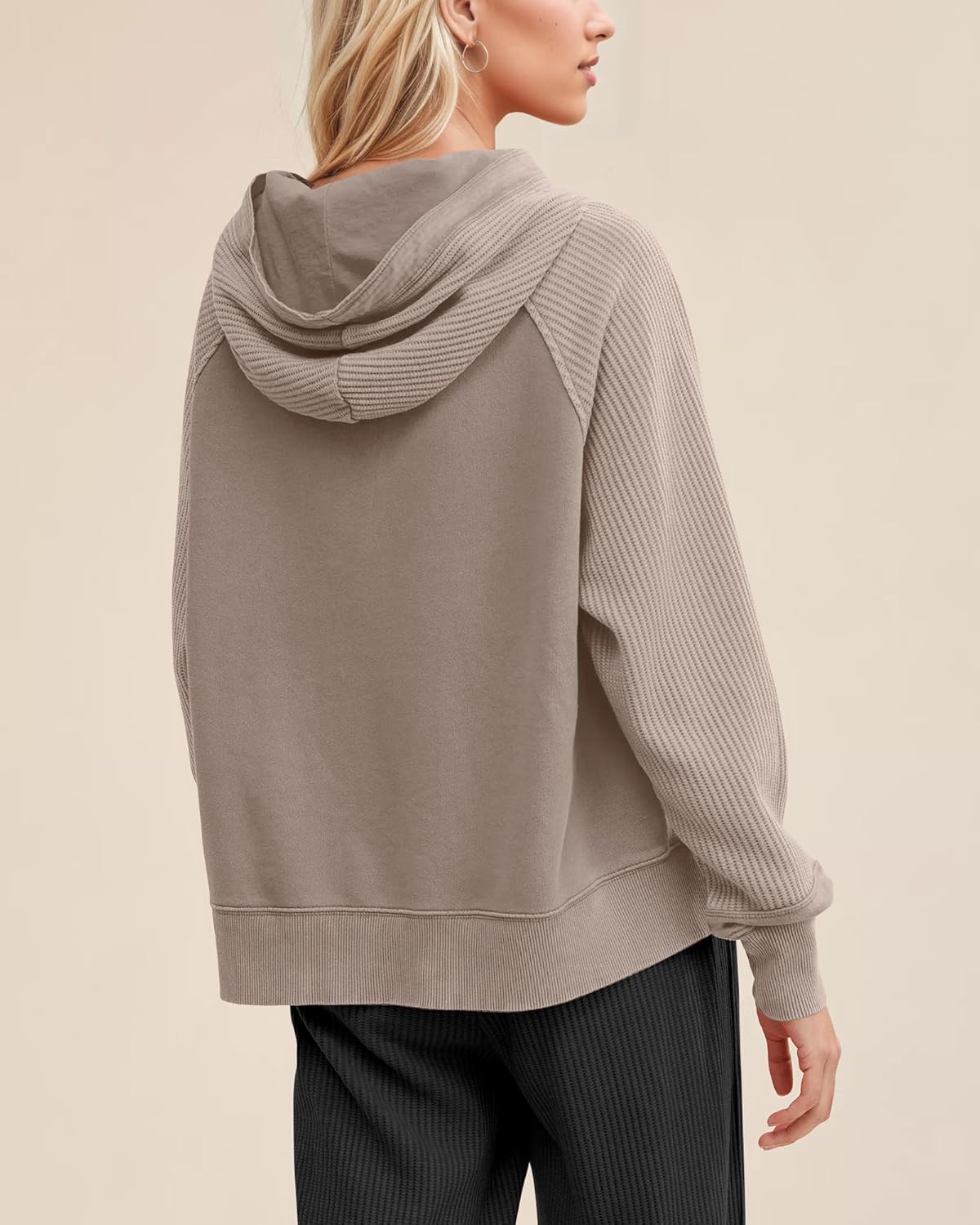 Gacaky Hoodies for Women Casual Oversized Waffle Sweatshirts Fall Fashion Pullover Tops Outfits Clothes - Image 2