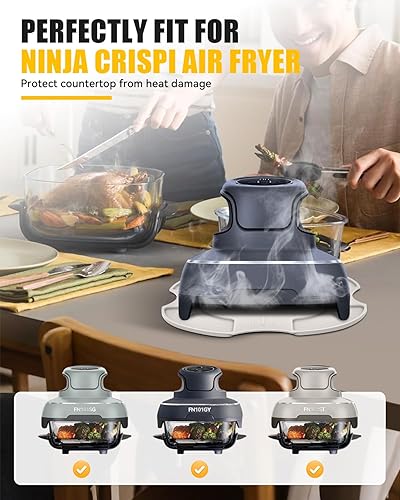 Miniatura 2 de Alfombrilla de silicona resistente al calor para freidora de aire de vidrio Ninja Crispi Almohadillas calientes reutilizables resistentes al calor