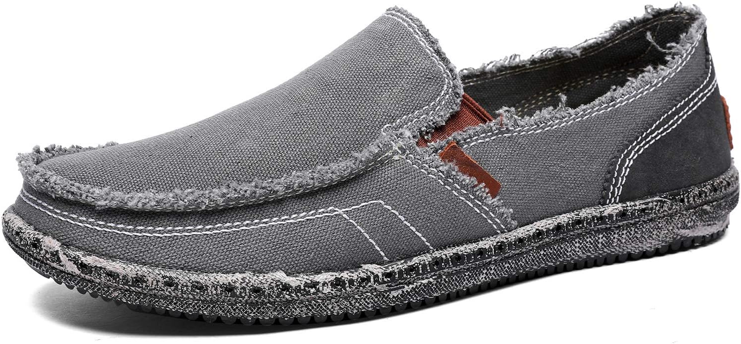 Men's Casual Cloth Shoes Canvas Slip on Loafers Leisure Vintage Flat Boat Shoes