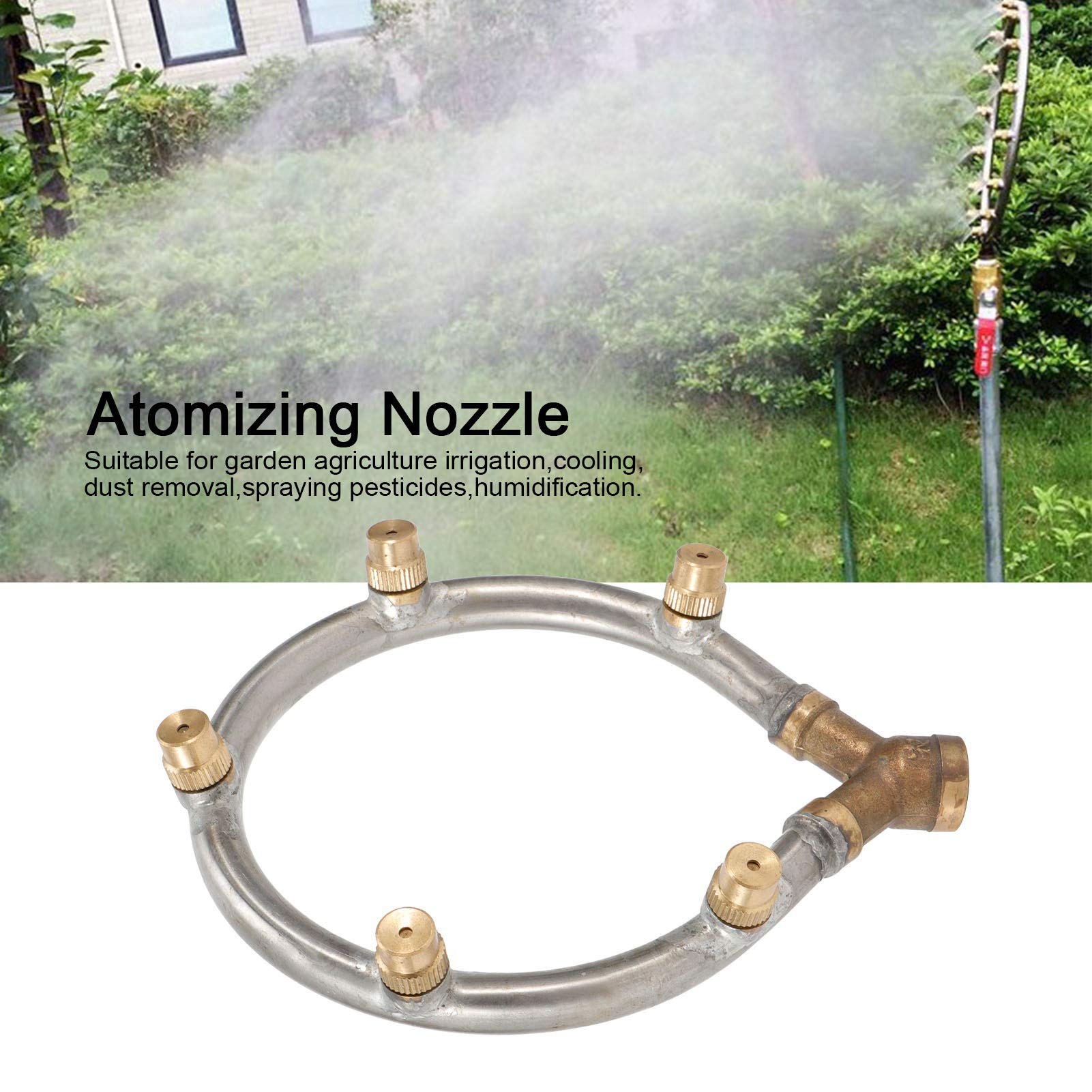 WGFOIP Garden Irrigation Misting Nozzle, 5 Head Nozzle Adjustable Atomizing Irrigation Sprayer for Garden Watering - Image 3