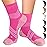TechWare Pro Plantar Fasciitis Socks - Therapy Grade Cushion Ankle Compression Socks Women & Men. Ankle Brace & Arch Support (Pnk/Wht Small)