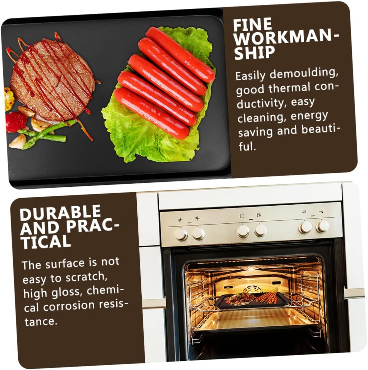LABRIMP 2pcs Elegant Nonstick Baking Tray for Rectangular Cake Pizza for Easy Cleaning and Multi-functional Use