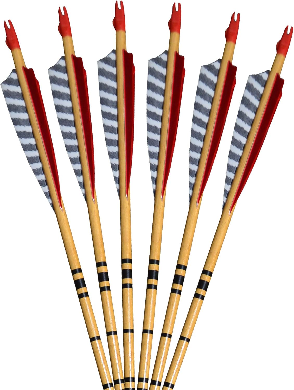 Wood Arrows w/Feathers 6 Pack