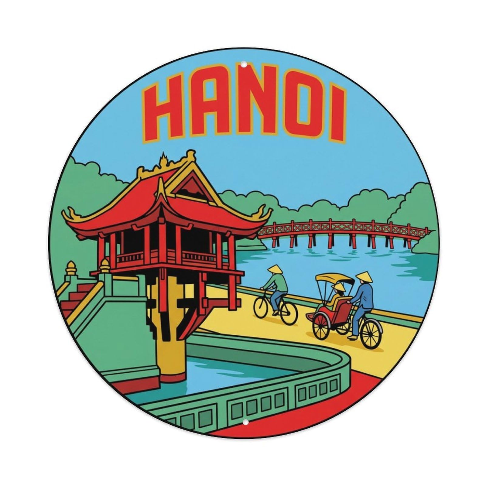Vintage Travel Vietnam Hanoi Metal Tin Sign