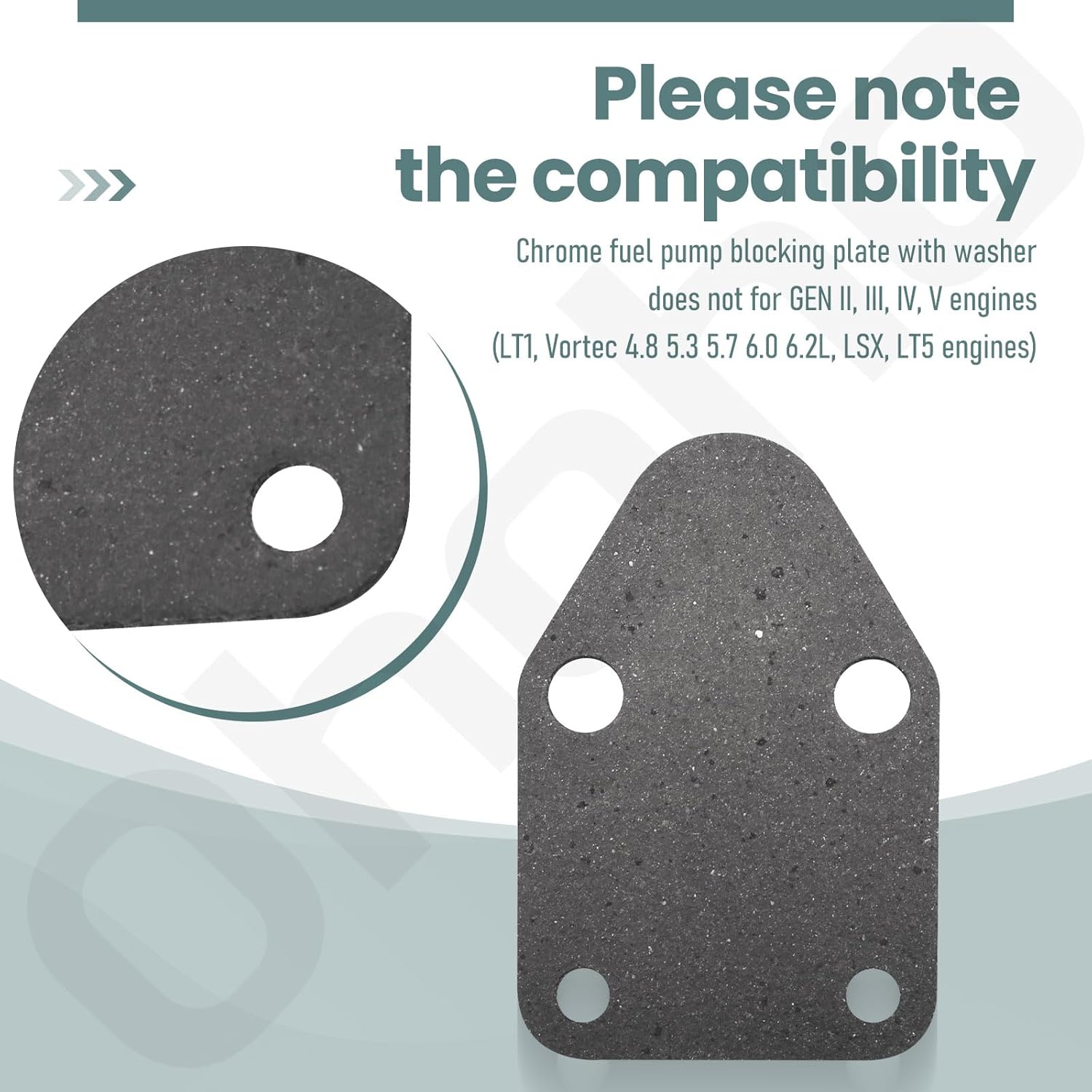 Chrome Fuel Pump Block Off Plate With Gasket for SBC 265 283 327 305 302 350 383 400 SB Engine, Made From Heavy Gauge Steel, Then Chromed