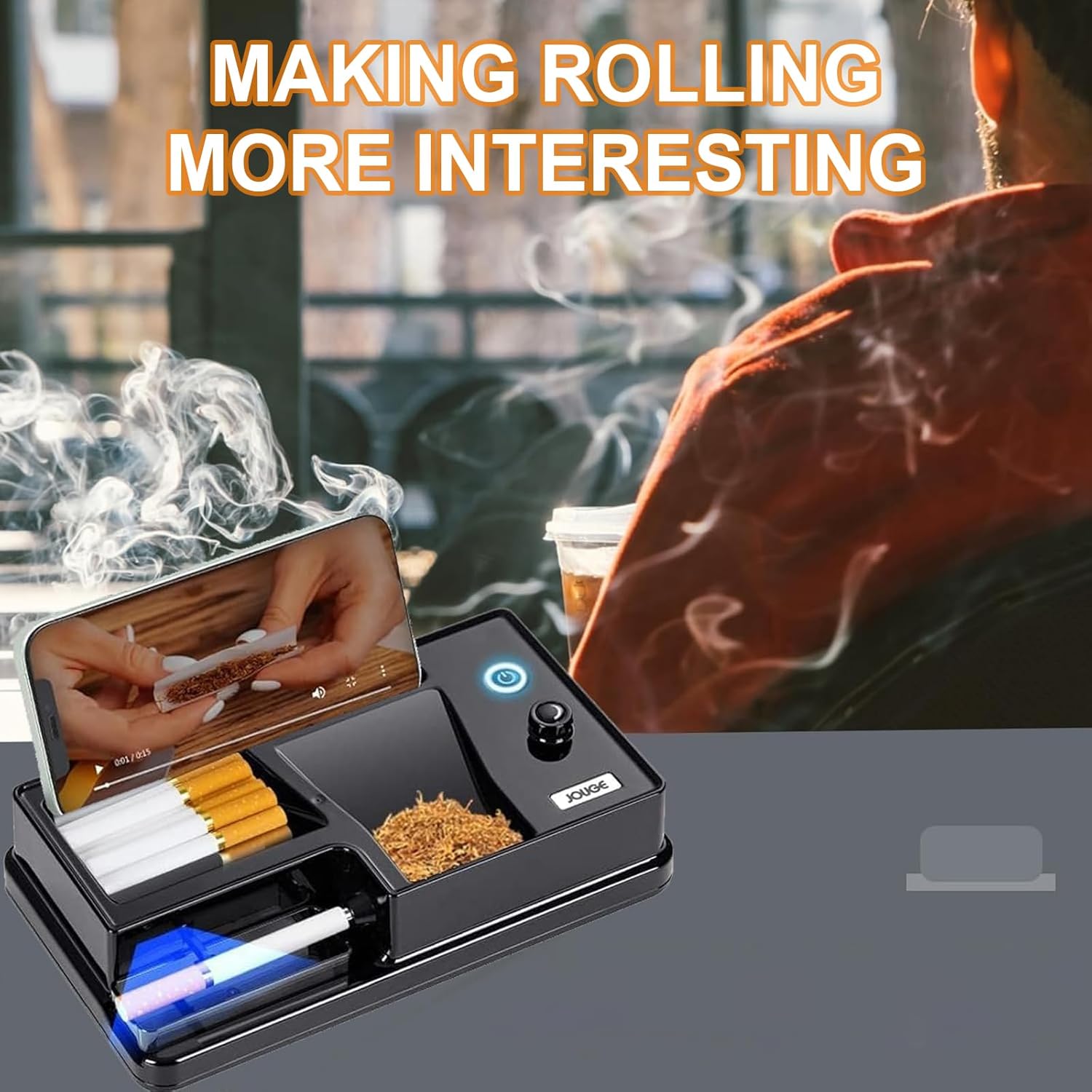 Electric Cigarette Rolling Machine, 6.5/8mm Cigarette Rolling Machine, Smart Induction Pause, Multi-Speed Adjustment, 2 Seconds Fast Production,for Most Rolling Paper, Cigarette Tube