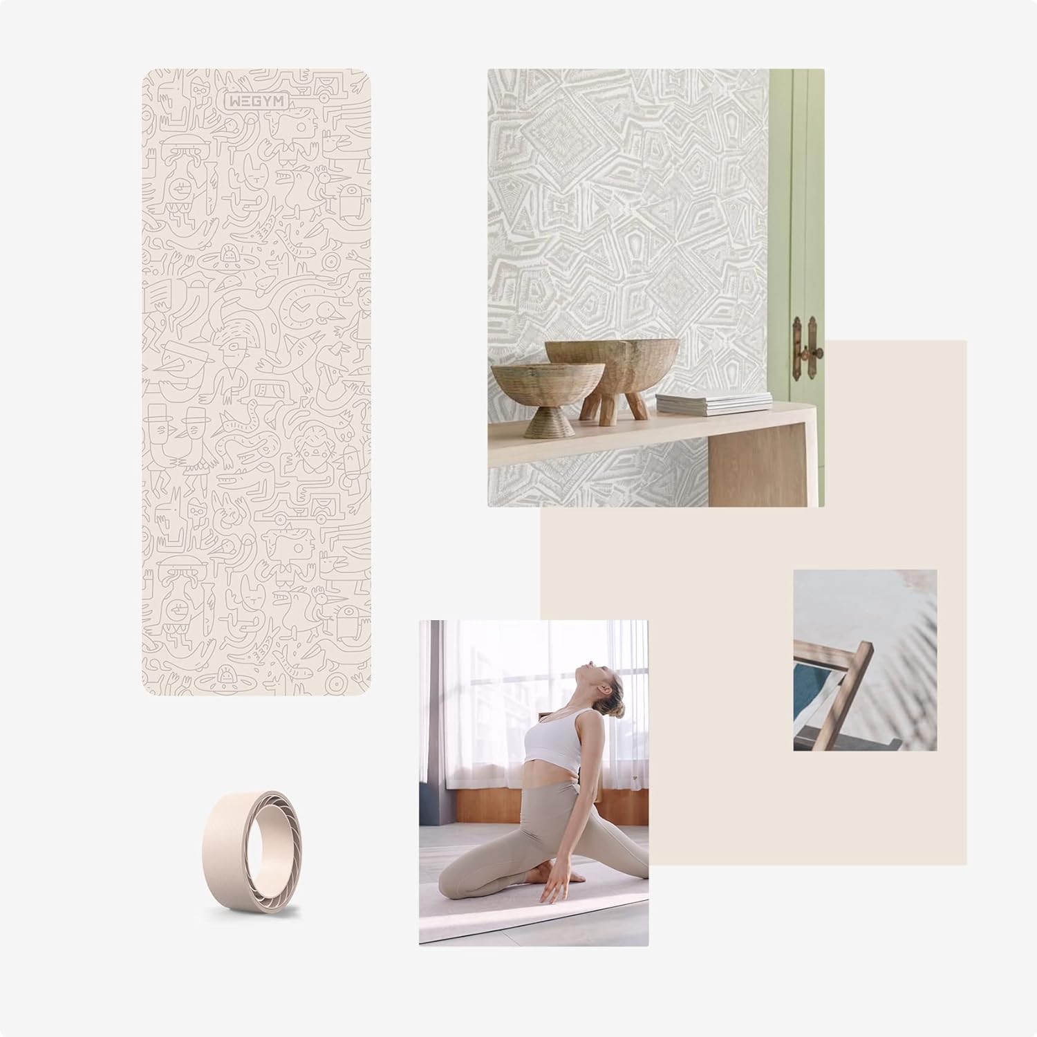 WEGYM Premium Yoga Mat 4 mm Thick Large Exercise Mat Non-slip Anti-Tear Fitnesss Mat Men Women's Eco-friendly Yoga Mat for Yoga Pilates Home Workout : Sports & Outdoors