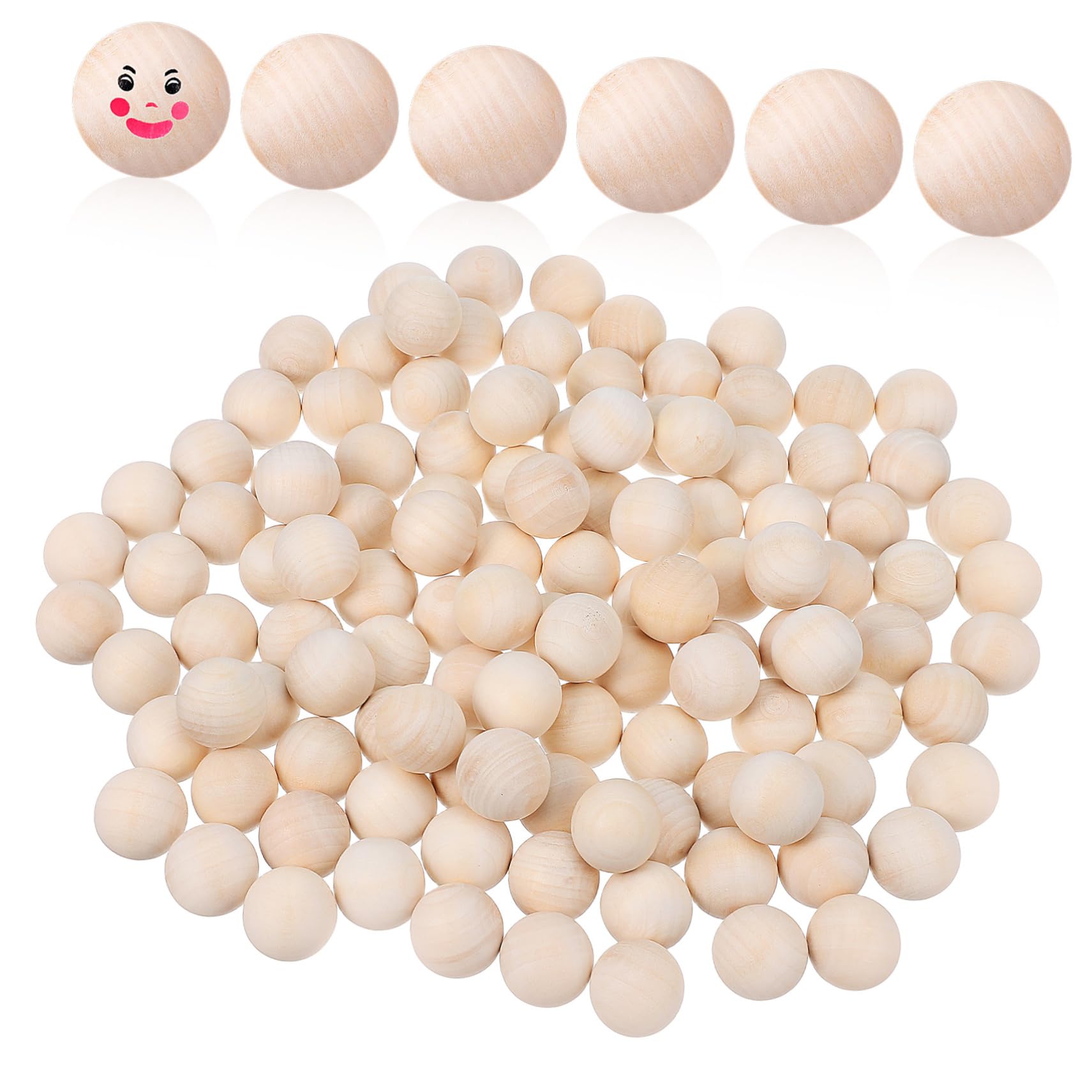 Perles rondes en bois massif lisse de 120 pièces pour création bijoux et peinture loisirs