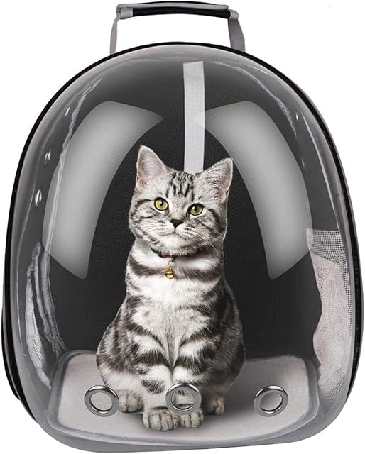 Cat Backpack Carrier Black - FancyWhoop Pet Backpack Bubble Rucksack Carry Cats & Back Pack Clear Carrying Capsule Space Backpack
