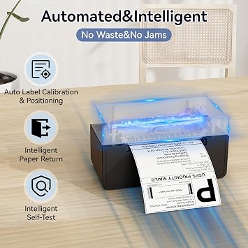 Bluetooth Thermal Shipping Label Printer, 4x6 Wireless Label Printer