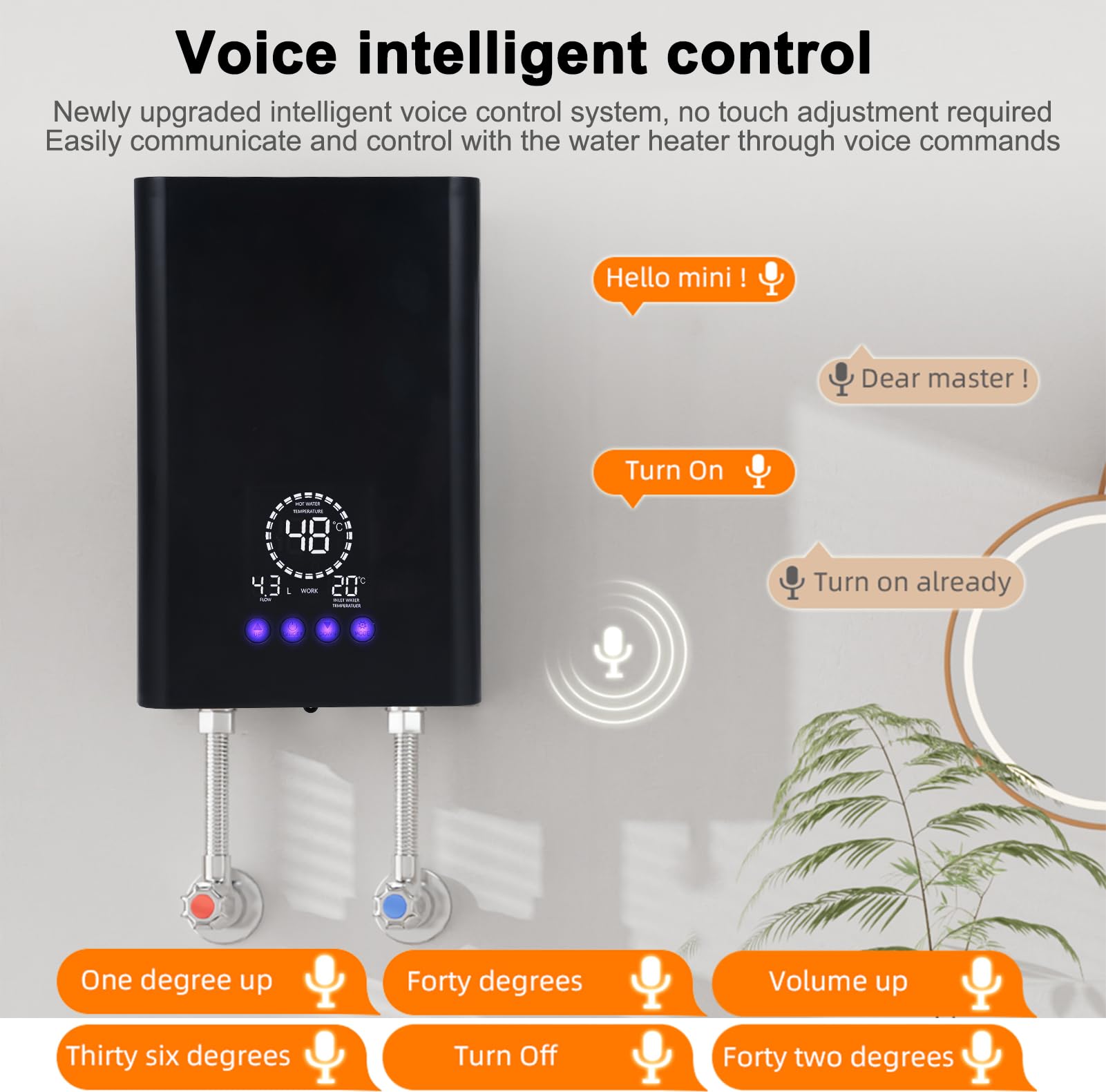 Calentador de Agua Inteligente con Pantalla Táctil 8500W 220V de Control por Voz para Calefacción Eficiente
