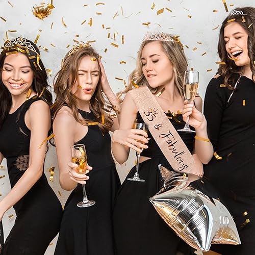 Miniatura 145 de CIEHER Juego de corona de cumpleaños 50 + banda de 50 y fabulosa banda + pin de perlas, tiara, regalos de 50, decoraciones para mujeres amigas