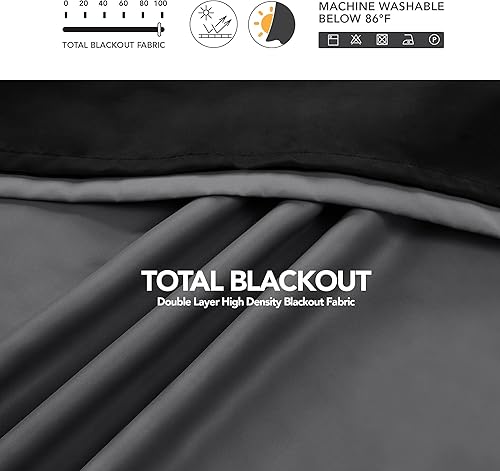 Miniatura 7 de Deconovo - Cortinas opacas 100% con forro, aisladas térmicamente, con reducción de ruido, certificadas por Oeko-TEX, con ojales en la parte Gris