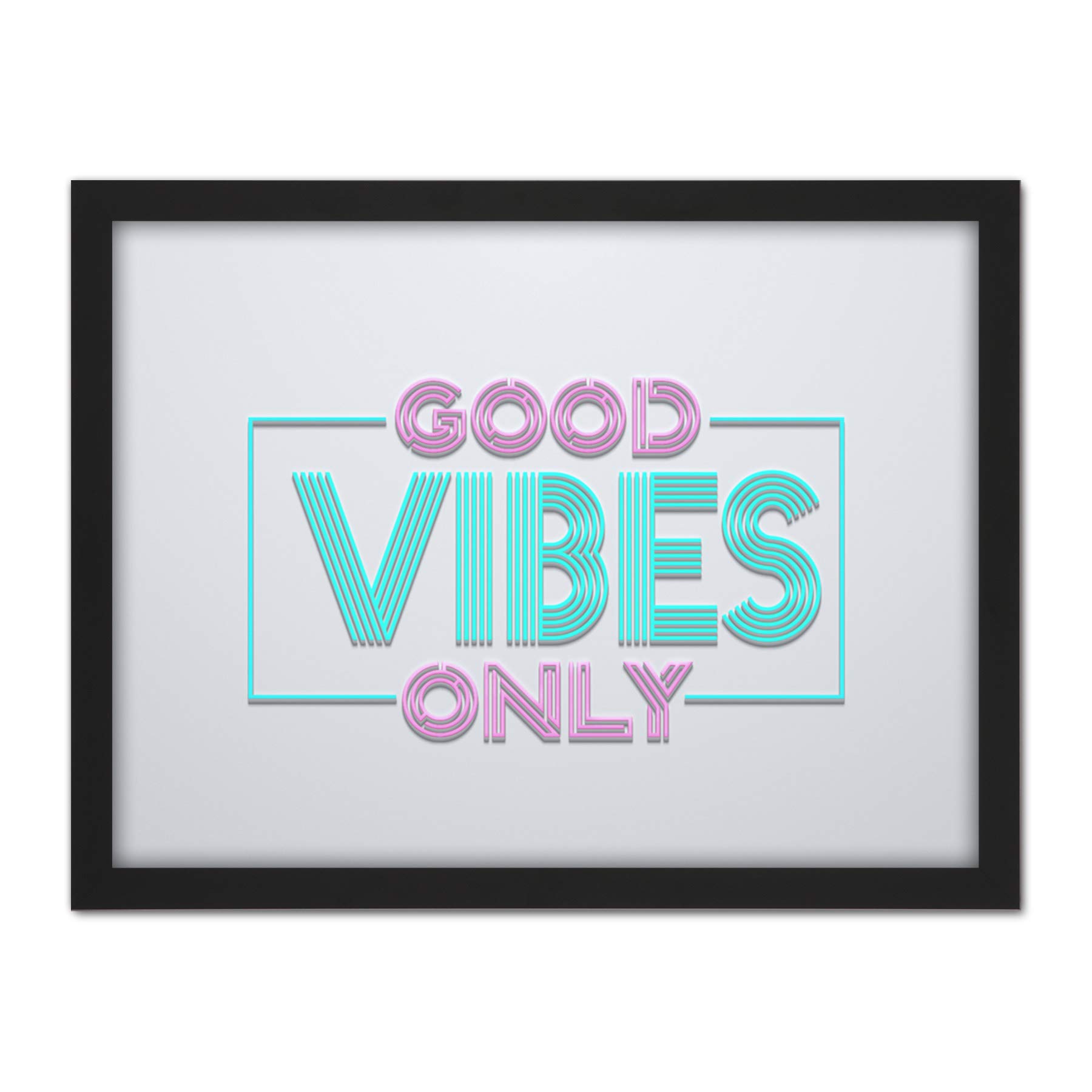 Wee Blue Coo Good Vibes Only Artwork Framed Wall Art Print 18X24 Inch
