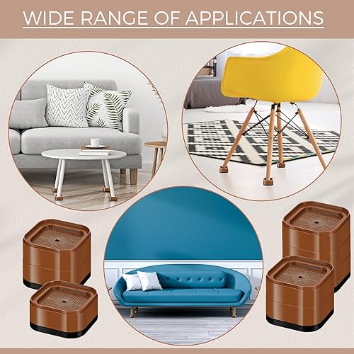 Miniatura 3 de Ecally Paquete de 32 elevadores de muebles ajustables para cama, elevadores de patas de escritorio, 1.38 pulgadas, apilables, resistentes,