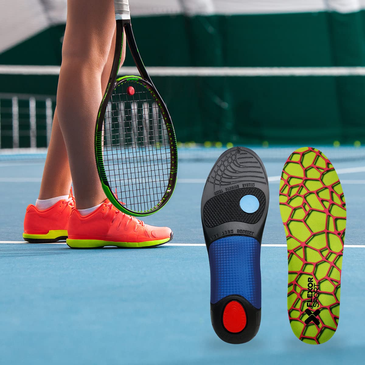 Plantille da Tennis/Paddle PRO | Supporto ad arco stabilizzante che allevia i dolori | Previene le lesioni | Comode e adattabili a ogni piede | Assorbono il sudore | Flexor (43/44)