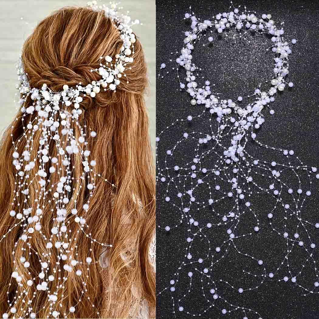 Amazon.com : BARTOSI Pearl Bridal Headband Silver Pearl Tassel