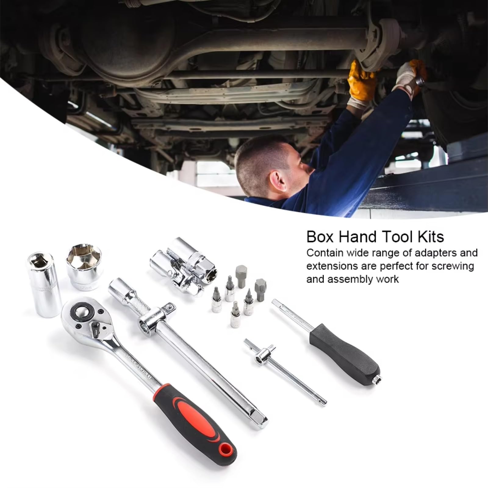 Maletín herramientas multiusos Juego Trinquete 108 Uds. Llaves Acero 1/4 Pulgadas Y 1/2 Pulgadas Herramientas + Caja Kits Herramientas Manuales Kit El Hogar Y El Coche DIY