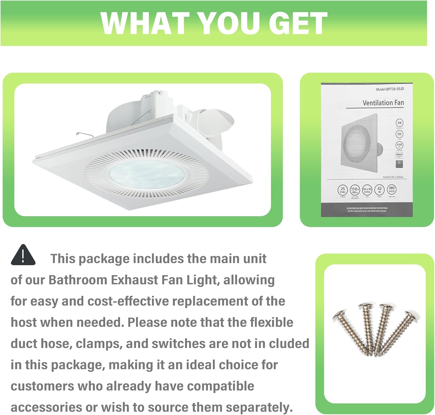 Bathroom Exhaust Fan with Led Light 11.8 inch 165CFM 1.2 Sones Bathroom vent fan with 3CCT Light Ultra Quiet Ceiling Mount Ventilation Fan for Home Bath Laundry Room