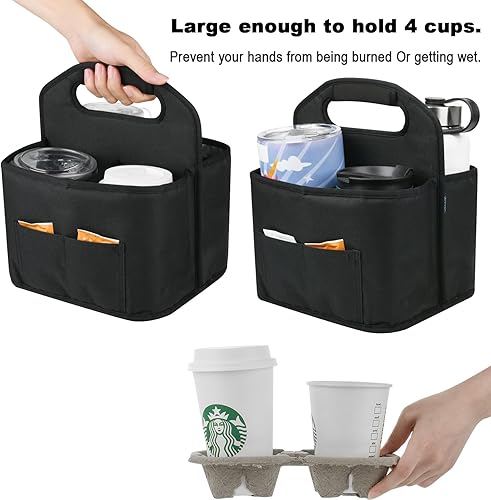 Miniatura 3 de Beautyflier Transportador de bebidas con asa para entrega reutilizable, aislado, portador portátil para 4 tazas con asa organizador, bolsa de mano