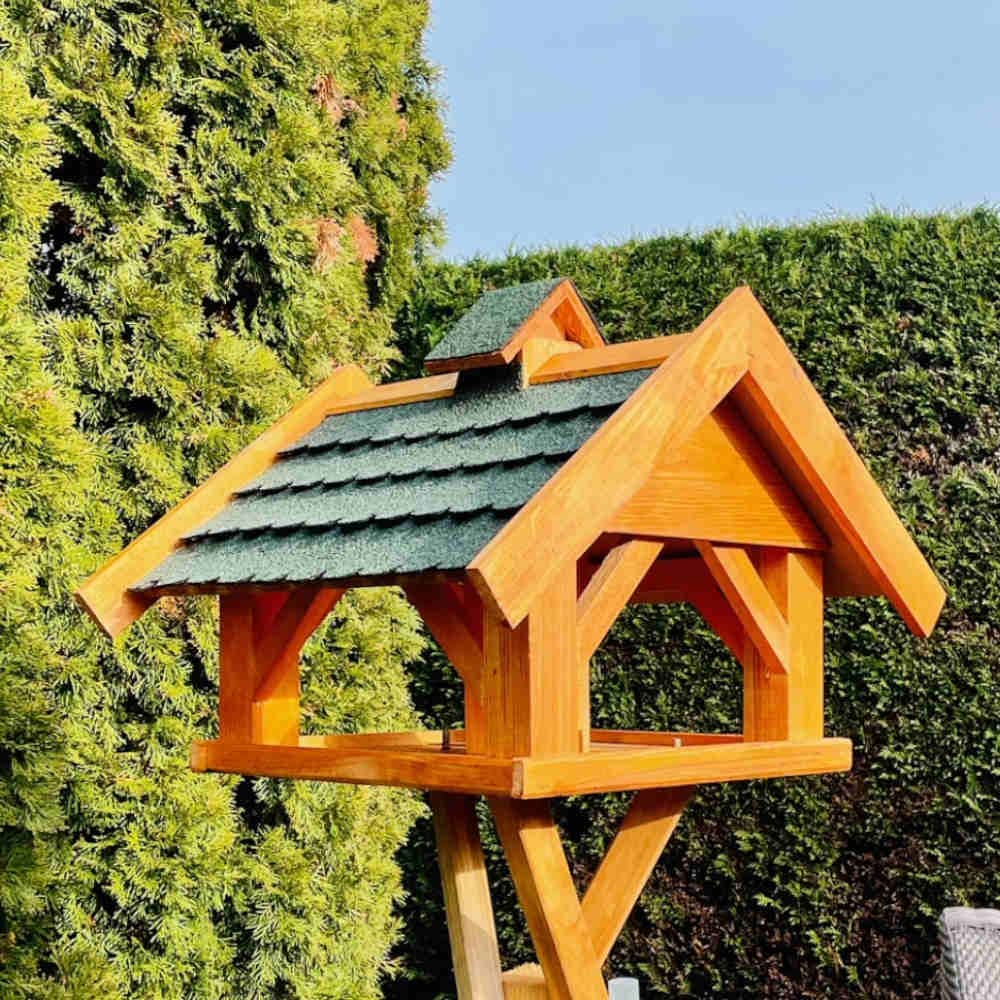 Casetta per uccelli rettangolare per mangiatoio+supporto marrone/verde resistente alle intemperie per giardino o balcone Birdhouse