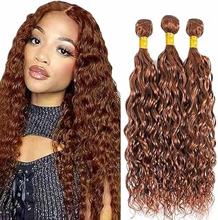 Color 30 Human Hair Bundles Water Wave 30 32 34 Inch Light Brown Bundles Water Wave Human Hair Extensions Color Brown Unprocessed Brazilian Virgin 50G Per Bundle 150g