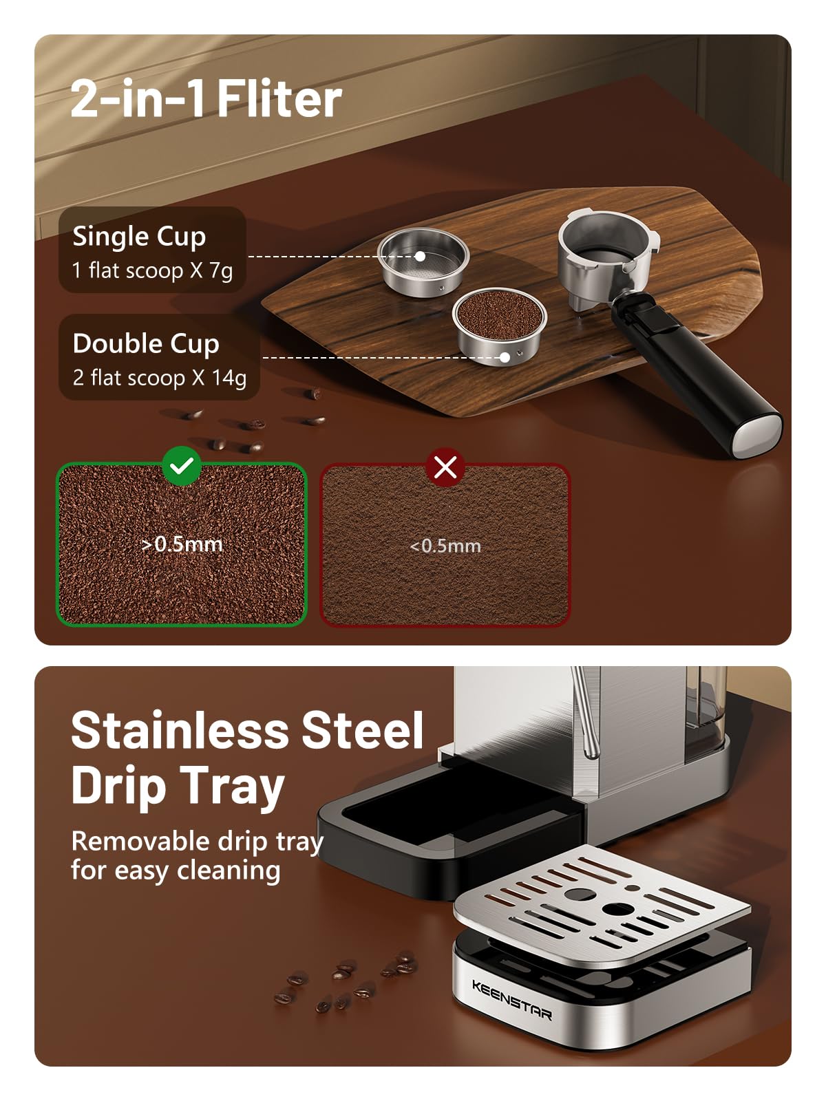 Cafetera espresso de 20 bares con cerveza rápida en frío, cafetera caliente y helada, cafetera de acero inoxidable con espumador bar vapor touch display con depósito de