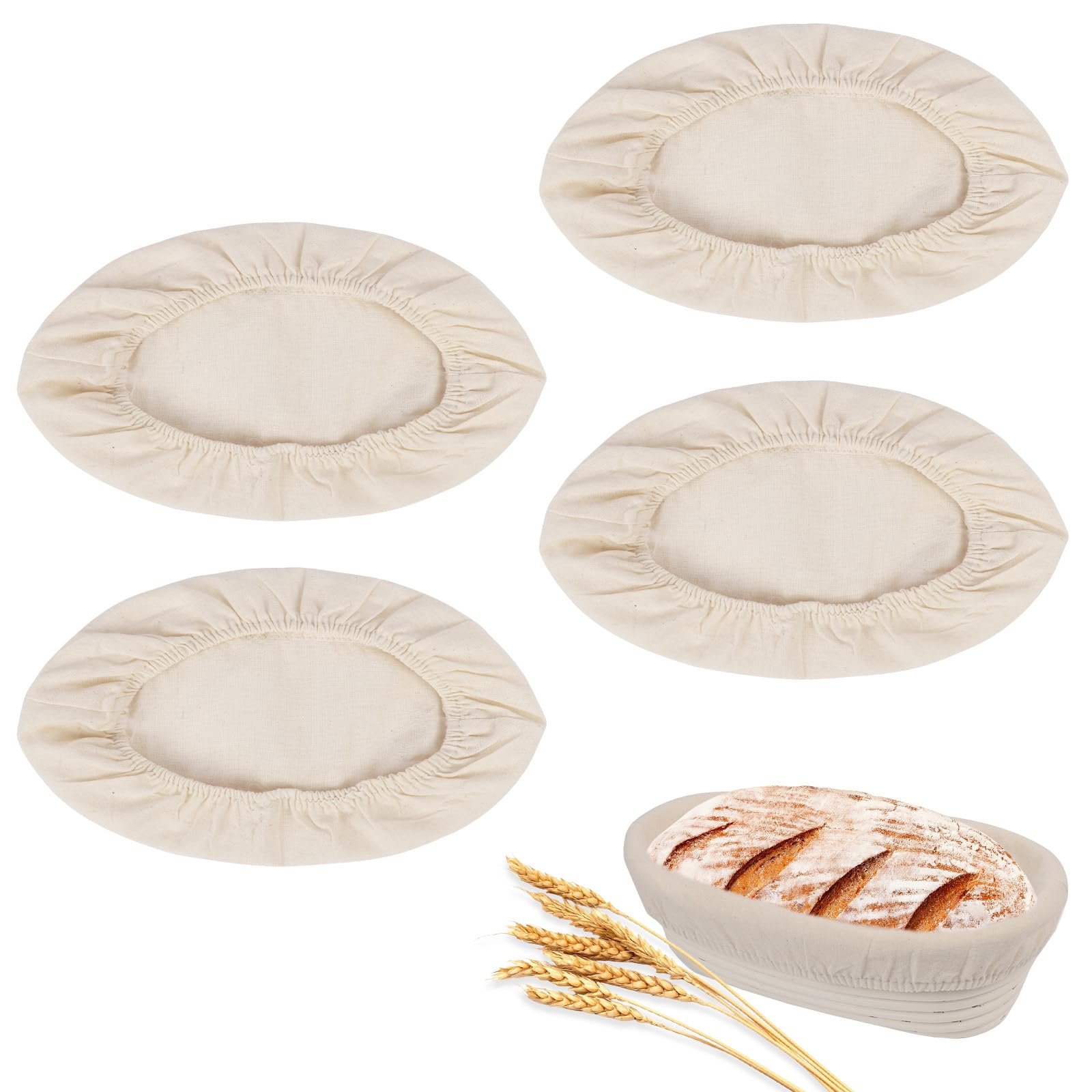 Bread Proofing Basket Cover, 4PCS Oval Sourdough Proving Basket Cloth Liner, Bowl Covers for Bread proofing for Sourdough, Jars and Rising Dough (4pcs Oval)