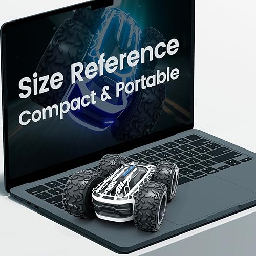 Miniatura 6 de Tecnock - Coche de control remoto para niños de 4 a 7 años, coche de acrobacias RC de 2.4GHz para niños, coches RC de doble cara con rotación de 360