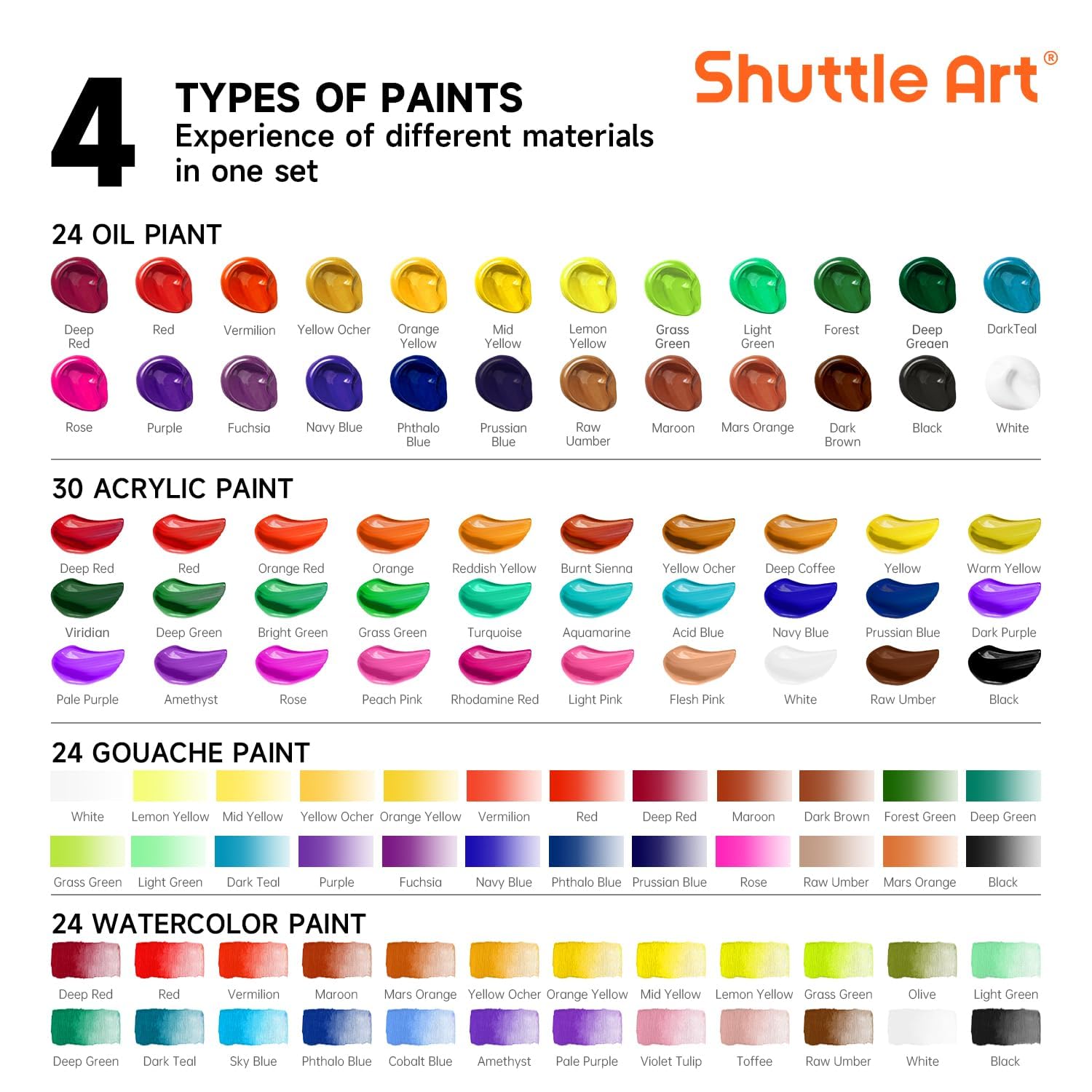 Shuttle Art 168 Piezas Kit Pintura, Maletin Pintura de Lujo con Caballete de Aluminio y Madera, 102 Pinturas Mixtas, Lienzo, Pinceles, Juego Pinturas para Niños, Adultos, Artistas