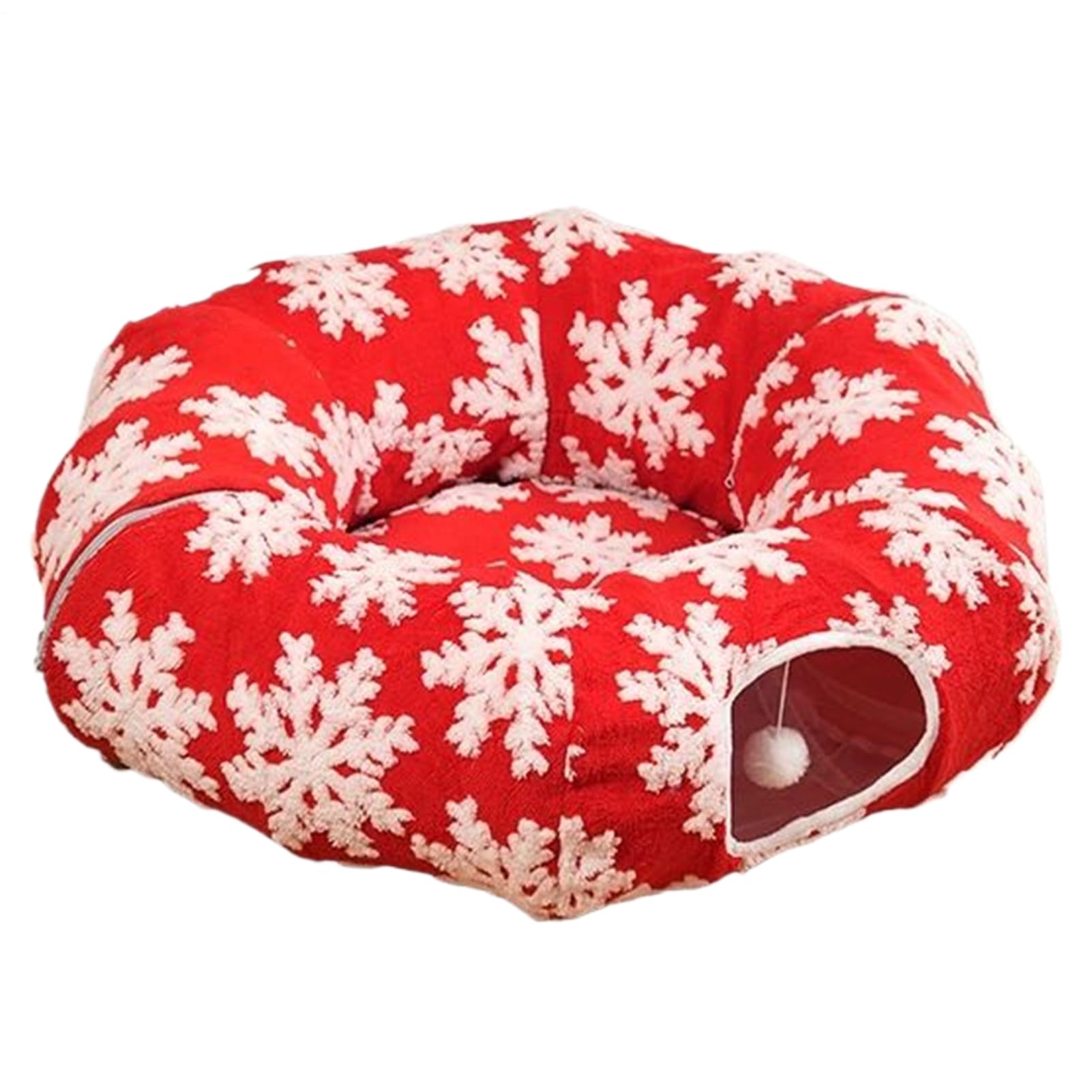 Hobngmuc Christmas Tree Cat Tunnel With Bed - Comfortable Hideaway For Cats & Small Pets, Soft Kitten Donut Tunnel, Circular Play Tube For Winter Sleeping