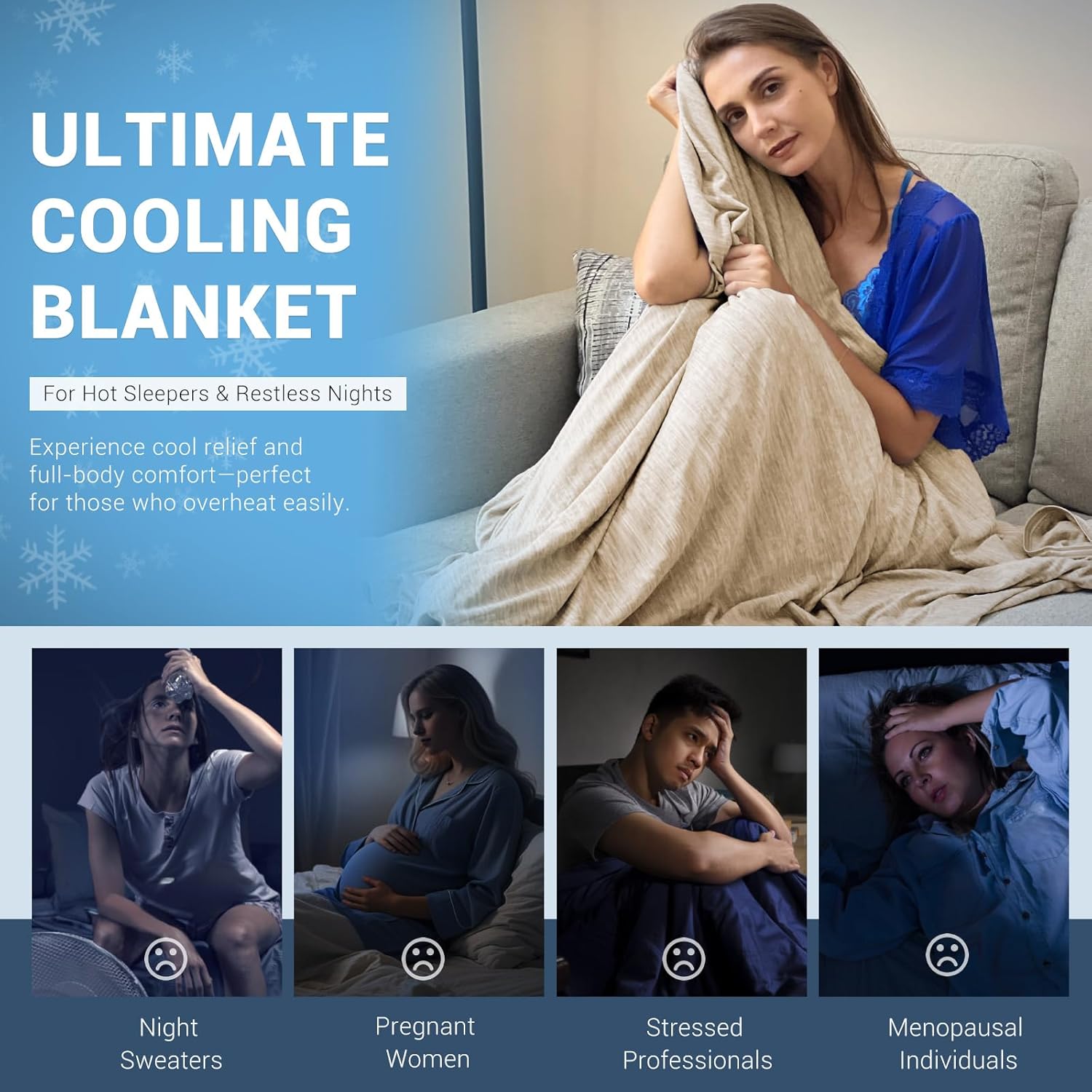 Elegear Revolutionary Cooling Blanket Twin, Absorbs Heat to Keep Body Cool for Night Sweats, Arc-Chill 3.0 Cool Fiber Q-Max>0.5 for Hot Sleepers, Lightweight Summer Cold Blankets for Sleeping, Beige - Image 6
