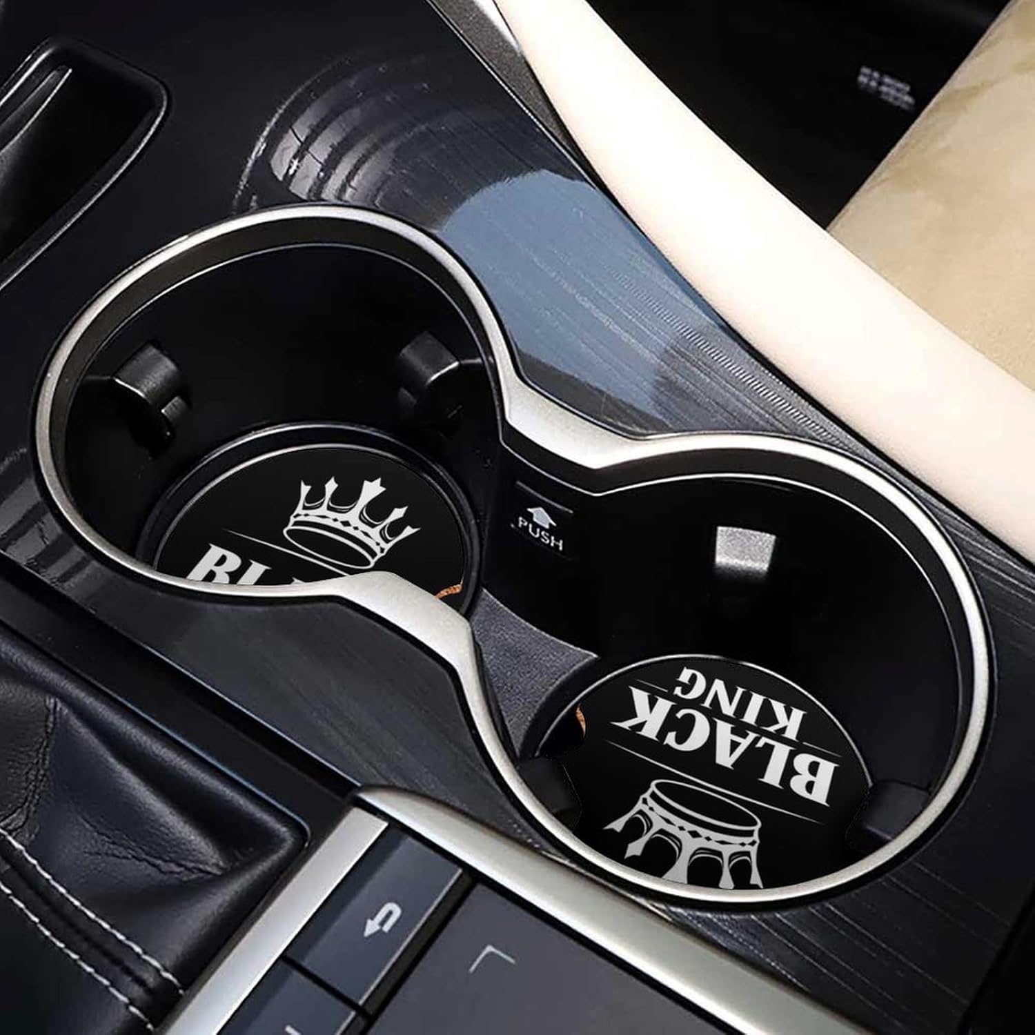 Black King Cute Car Coasters 2.56 Inch Absorbent Cup Holder for Drinks Auto Interior Accessories