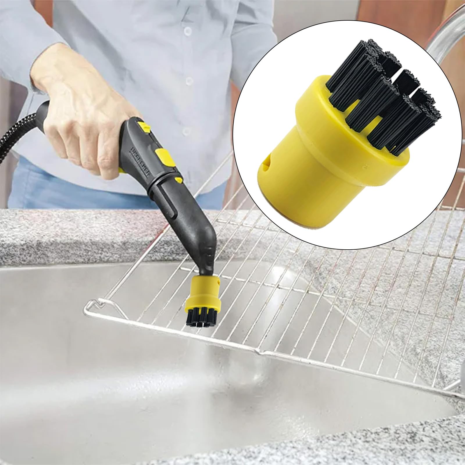 Eagles Paquete de 12 cepillos de repuesto para fregona de vapor, cepillo de limpieza de vapor, pequeños cepillos redondos compatibles con limpiador de vapor de mano Karcher Sc1 Sc2 Sc3 Sc4 Sc5